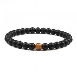 Bracelet agate black matte, bead tiger eye AAT-6022-1